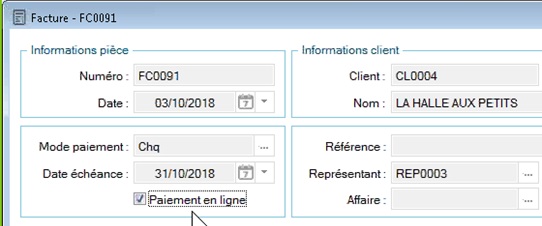 L'activation du paiement en ligne sur une facture dans Sage 50cloud Ciel Gestion Commerciale v4